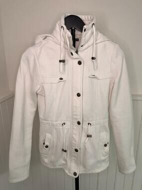 Maurices White Hooded Utility Jacket Women's Small